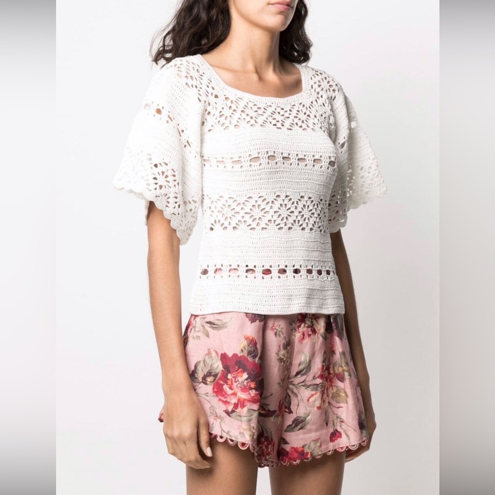 Zimmerman Cassia Crochet Top in Ivory color AU1